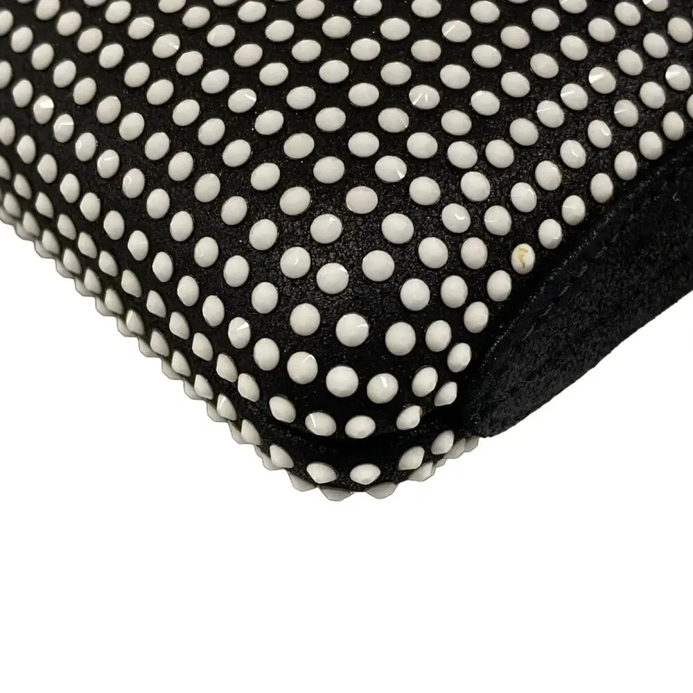 Chanel Shoulder Bag Black White Leather Rhinestones